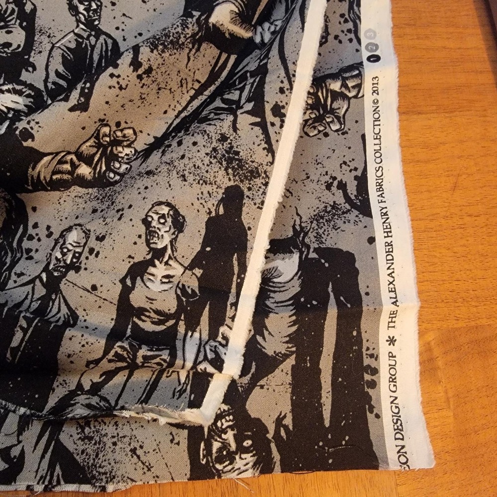 Rare OOP 2013 Alexander Henry Zombie Fabric Cotton Halloween 1.9 Yards 69"x44"